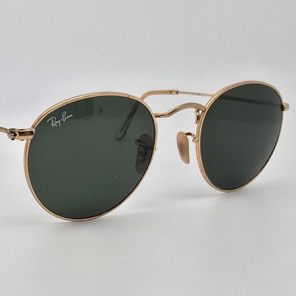 *SOLD*Ray-Ban RB3447 001 Round Metal Arista Gold Frame G-15 Green Glass Sunglass - Picture 5 of 16